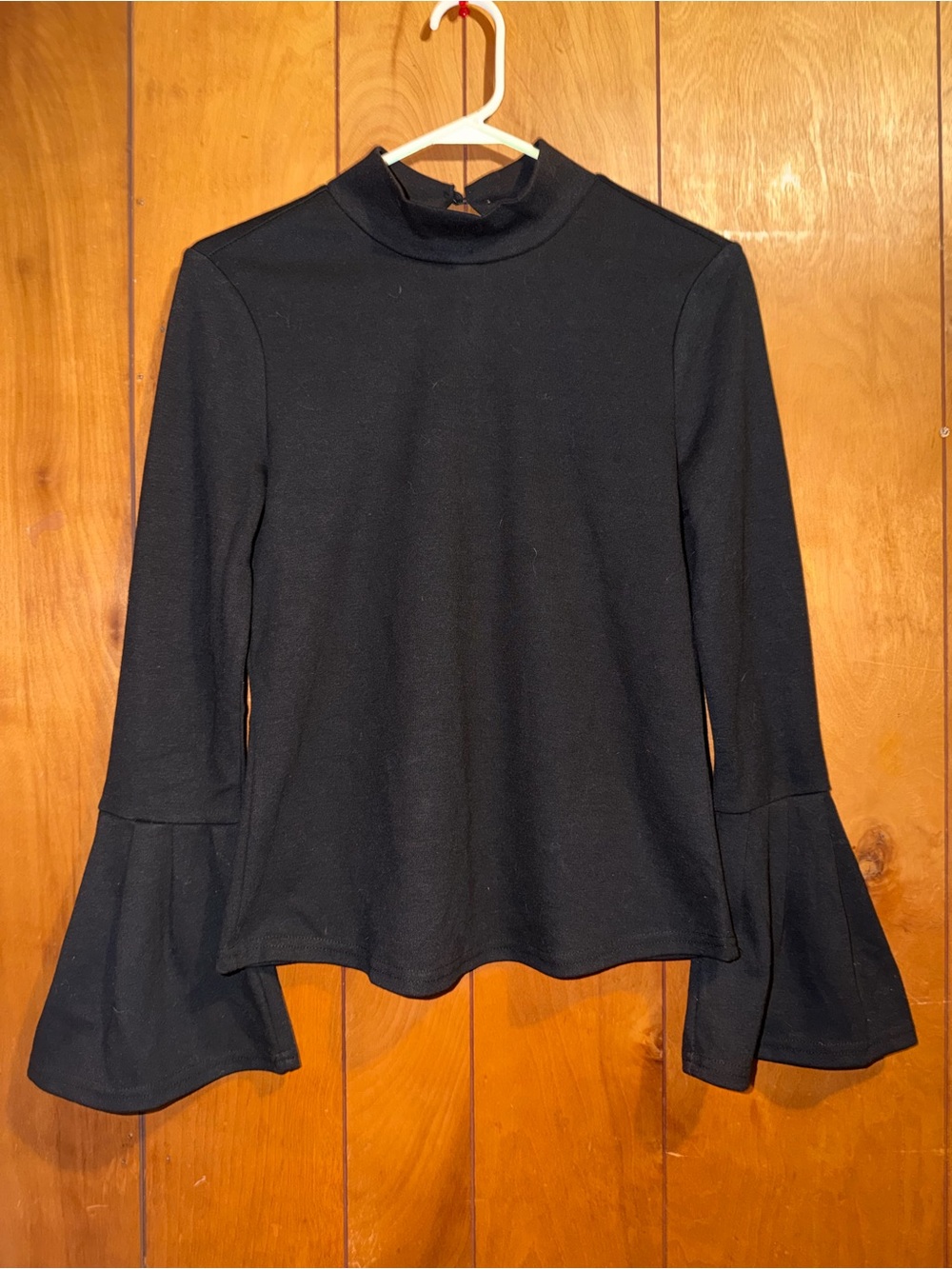 J.O.A. Black Bell Sleeve Mock Neck Top